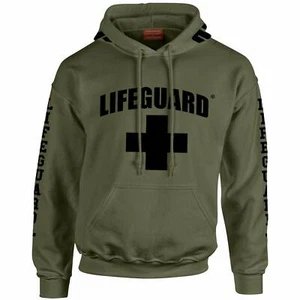 Sudadera con capucha verde militar con estampado negro en el pecho... - Imagen 1 de 2