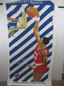Vtg 90s Akeem Abdul Olajuwon Beach Towel NBA Basketball Hakeem Houston Rockets - Picture 1 of 8