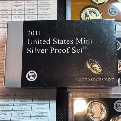 2011 S US MINT SILVER PROOF 14 COIN SET (QTY AVAIL) OGP BOX & COA #553 - Image 1 of 4