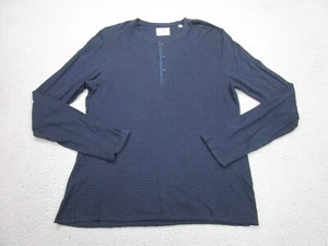 Billy Reid Shirt Mens Large Blue Striped Cashmere Modal Blend Henley - Picture 1 of 8