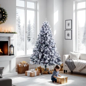 Árbol de Navidad blanco como la nieve pinos artificiales conos bayas decoración del hogar 4 pies a 8 pies - Imagen 1 de 51