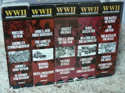 Vintage Complete WW2 Battle for Europe 10 VHS Tapes Madacy 1997 Gently Used - Image 1 of 4