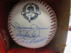 ANDY PETTITTE,DEREK JETER, & MARIANO RIVERA SIGNED RIVERA RETIREMENT LOGO BALL - Picture 1 of 1