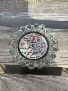 Vintage Clear Glass Las Vegas Round Ashtray Marble Edge - Casinos - Flamingo + - Picture 1 of 7