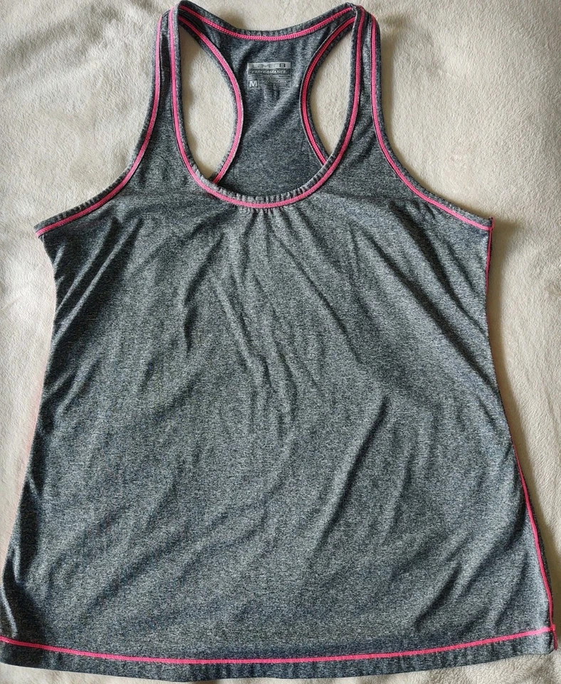 Camiseta sin mangas Capa 8 Performance Secado Rápido Racerback Ropa deportiva Gris Medio Rosa Foto 1 de 3