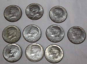Lot 10 Silber Kennedy Half Dollar 50c Münzen 1964 1965 1967 - Bild 1 von 11