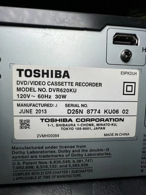 Toshiba DVR620KU DVD/VHS Recorder Combo HDMI w/ Remote  FULLY TESTED 📼📀 - Image 1 of 4