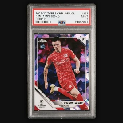 2021-22 Topps Chrome Sapphire UEFA Benjamin Sesko Purple RC /25 - Image 1 of 2