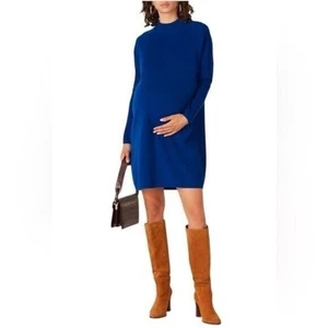 Hatch Blue Belen Dolman Sleeve Maternity Dress Size Small Merino Wool - Picture 1 of 8