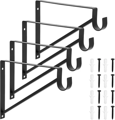 4 Pack Metal Closet Hanging Shelf Rod Bracket Holder and Support - Image 1 of 4