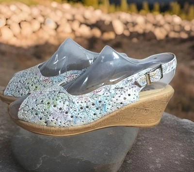 Spring Step Womens Jaciosing Nubuck Slingback Sandal - White Multi, 6.5-7 US NIB - Image 1 of 4