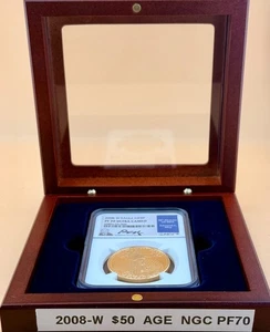 2008-W $50 American Gold Eagle NGC PF 70 SIGNED BY ED MOY - Picture 1 of 7