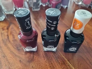 Sally Hansen Miracle Gel Nagellack Lack Schwarz Weinrot Rot Top Coat - 3 Teile - Bild 1 von 3