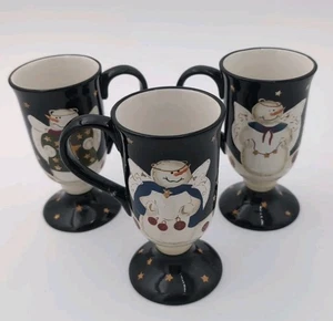 Sonoma Lifestyle Snowman Christmas Coffee Cup On Pedestal Glossy (3) - Picture 1 of 6