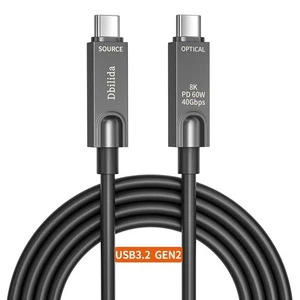 Fiber Optic USB C Cable 50 FT, 10Gbps USB 3.2 Gen 2 Cable 8K@60Hz, 4K@144Hz - Picture 1 of 7