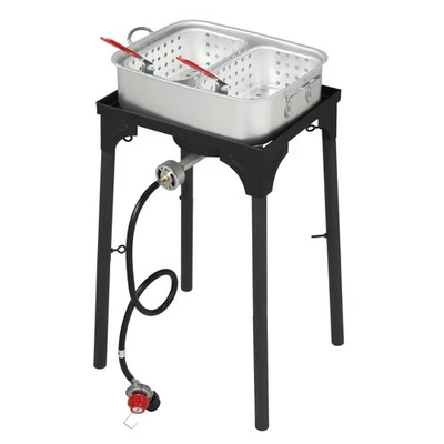 16夸脱55,000 BTU双炸锅带2篮子丙烷燃烧器用于户外烹饪 — 第 1/4 张图片