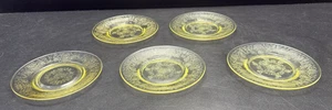 Hazel Atlas Florentine Poppy Depression Glass Plates 6" Bread & Butter Set of 5 - Picture 1 of 6