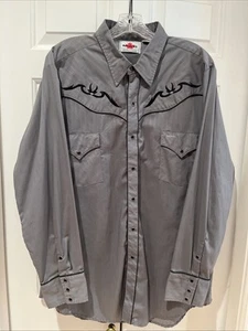 Vtg MW6 Western Snap Embroidered Shirt Men XLarge Gray Canada Made - Picture 1 of 7