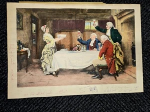 William A. Breakspeare British Fantasy Vittorian "Un brindisi allo chef" litografia - Foto 1 di 12