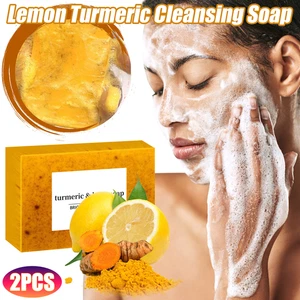 NEW 2-PACK Glow Lemon Turmeric & Kojic Acid Brightening Bar Soap 2 Bars - Picture 1 of 12