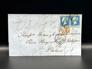 Gt Britain March 1855 Entire To Paris Perf 14 - Picture 1 of 2