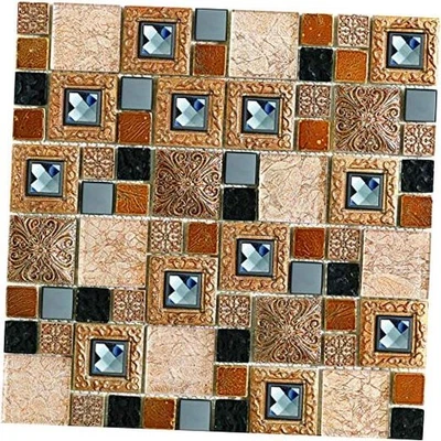 5 Hojas Vidrio y Piedra Mosaico Azulejo para Juego de 5 Hojas GM 8306 - Pirámide Foto 1 de 4