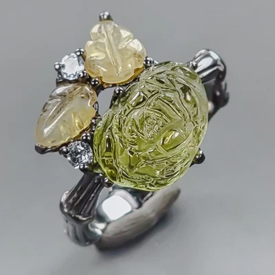 Joyería 5 ct+ Anillo Turmalina Natural Plata de Ley 925 Talla 7.5/R437757 Foto 1 de 4