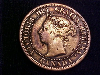 1891 Canadian Large Cent; Fine details, cleaned obverse - Image 1 of 2