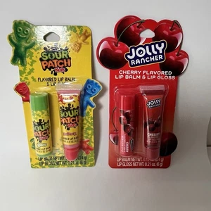 JOLLY RANCHER Cherry & SOUR PATCH Kids Lime Lip Balm & Redberry Lip Gloss 2 pkgs - Picture 1 of 6