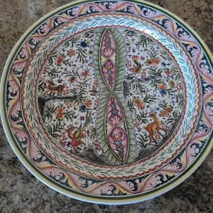XLarge Ceramicas De Coimbra Serving Dish Hand Painted Made in Portugal Signed - Picture 1 of 9