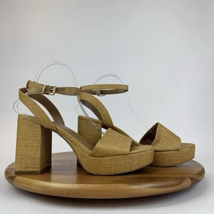 New NWOB Womens Nordstrom Rack Kansel Raffia Platform Heels Sandals Size 11 M - Picture 1 of 8