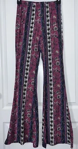 Women's Flared Floral Leggings Striped Bohemian Multicolor Size (see pics) - Picture 1 of 18