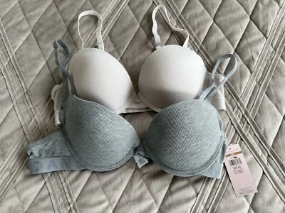 Sutiã macio feminino DANSKIN 34B pacote com 2 cinza/branco creme - Imagem 1 de 4