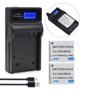 2x Battery & Charger for Canon NB-6L PowerShot S95,IXUS 105,IXUS 300 HS Camera - Picture 1 of 11