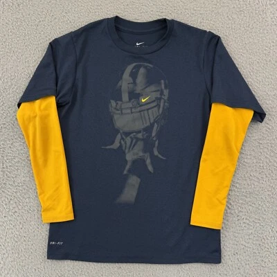 Nike Shirt Boys Medium 10/12 Blue Long Sleeve Dri Fit Sport Football Pullover - Image 1 of 4