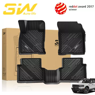 3W Floor Mats For Ford Bronco Sport 2021-2025 All Weather TPE Custom Fit Liners - Image 1 of 4