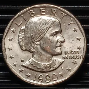 1980 Dollar Coin Susan B Anthony Dollar AU Denver Mint $Fast Shipping - Picture 1 of 6