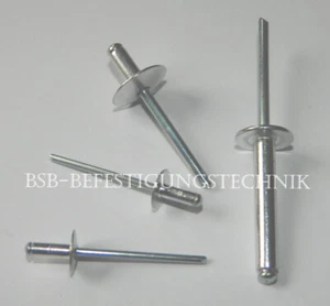 100 - 500 Stück Großkopfnieten Ø 3.2 , 4.0 , 4.8 , 5.0mm Alu/Stahl Blindnieten - Bild 1 von 1
