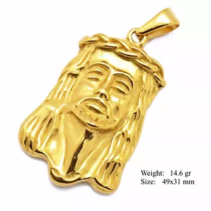 Gold Christian Pendants 18k Yellow Filled Solid Jesus Christ Religious Medallion - Picture 1 of 2