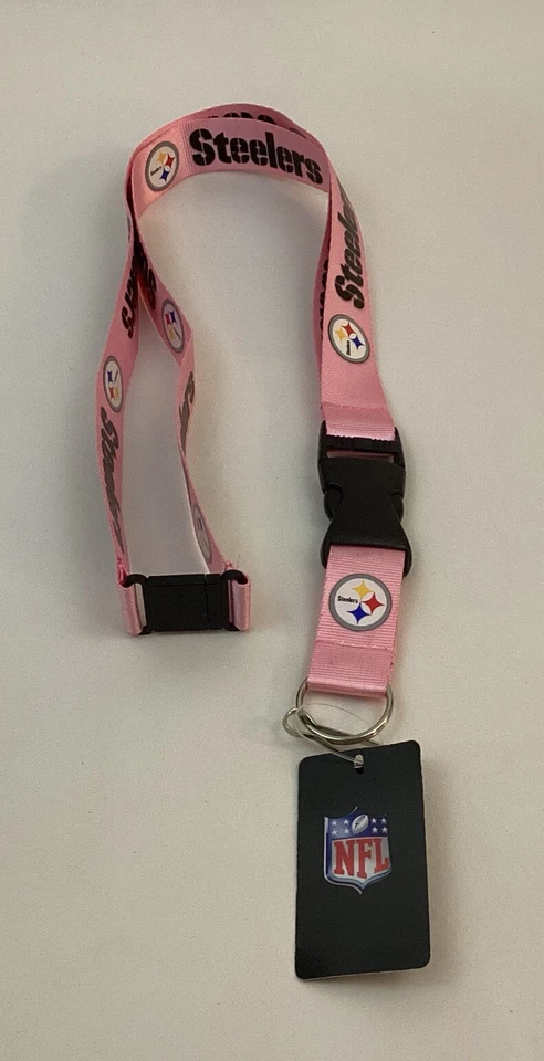 NFL Pittsburgh Steelers Cordón Llavero Llavero Soporte Identificación - Rosa Foto 1 de 4