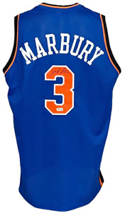 New York Knicks Stephon Marbury Signed Pro Style Blue Jersey BAS Authenticated