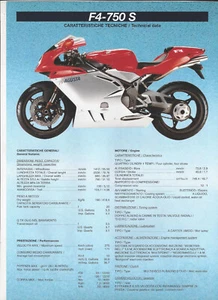 Folleto MV Agusta F4 750 S um 1998 / 99 compatible con - Imagen 1 de 2