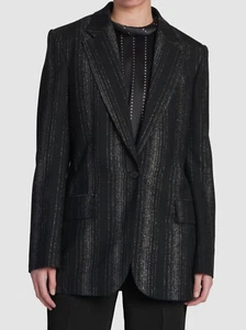 $1795 Stella McCartney Women's Black Metallic Stripe Blazer Jacket IT 42 /US 6-8 - Picture 1 of 4