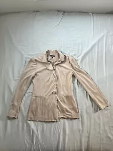 Giacca blazer donna Drew singolo bottone marrone taglia XS bordo naturale made in USA - Foto 1 di 9