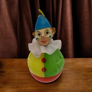 Vintage Rolly Toys Large Wobble Clown with Ruffle 9” Rubber Head West Germany - Picture 1 of 12