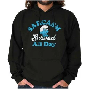 Grouchy Smurf Sarcasm All Day Mood Attitude Hoodie Hooded Sweatshirt Men Women - Picture 1 of 8