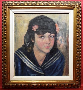 1940 Painting Picture Oil on Canvas MARARET - Picture 1 of 4