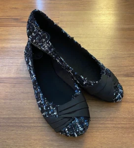 SO Metallic schwarz, weiß & blau Tweed Ballerinas - Größe: 9 - Bild 1 von 5