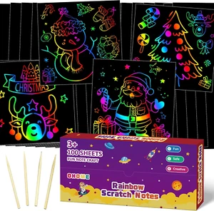 tocking Stuffers for Kids Toddler 100 PCS Scratch Art Paper,Christmas Gifts for - Picture 1 of 11