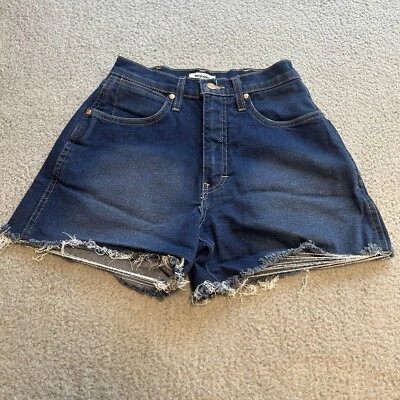 Pantalones Cortos Wrangler Para Mujer 27 Azul Corte Denim Envejecido Deshilachado Mamá Informal 24x4 Foto 1 de 4